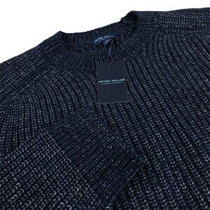 Peter Millar Crown Crewneck Sweater Mens XXL SLIM Wool Blend Heather Navy NWT